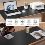 Aothia Non-Slip Waterproof PU Leather Desk Pad Protector for Mouse, Writing Desk, Office, Home, Laptop Blotter, 23.6" x 13.7", Black - Image 6