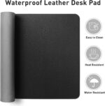 Aothia Leather Desk Pad Protector, Mouse Pad, Office Desk Mat, Non-Slip PU Leather Desk Blotter, Laptop Desk Pad, Waterproof Desk Writing Pad for Office and Home (Black,36" x 17") - Image 7