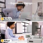 BONTEC Dual Monitor Stand Riser with Smartphone Holder, Adjustable Length & Swivel Angle, Ergonomic Wooden Desktop Organizer for PC Monitor, Laptop, Printer, Large Storage, 42.5 in, White - Image 5