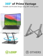 LOXP Adjustable Laptop Stand, Computer Stand with 360 Rotating Base, Ergonomic Laptop Riser Mount for Desk Foldable Protable Computer Desk Fits with MacBook Pro Air (10-16") - Black - Image 3