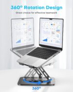 LOXP Adjustable Laptop Stand, Computer Stand with 360 Rotating Base, Ergonomic Laptop Riser Mount for Desk Foldable Protable Computer Desk Fits with MacBook Pro Air (10-16") - Black - Image 4