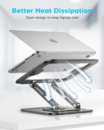LOXP Adjustable Laptop Stand, Computer Stand with 360 Rotating Base, Ergonomic Laptop Riser Mount for Desk Foldable Protable Computer Desk Fits with MacBook Pro Air (10-16") - Black - Image 6