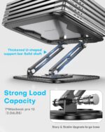 LOXP Adjustable Laptop Stand, Computer Stand with 360 Rotating Base, Ergonomic Laptop Riser Mount for Desk Foldable Protable Computer Desk Fits with MacBook Pro Air (10-16") - Black - Image 7