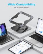 LOXP Adjustable Laptop Stand, Computer Stand with 360 Rotating Base, Ergonomic Laptop Riser Mount for Desk Foldable Protable Computer Desk Fits with MacBook Pro Air (10-16") - Black - Image 8