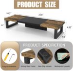 WESTREE Dual Monitor Stand Riser, Wood and Steel Multi-Purpose Desktop Storage Stand for 2 Monitors for Computer, Laptop, Printer, TV, Rustic Brown - Image 7