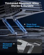OMOTON Heavy Duty Laptop Stand, 33 lbs Gaming Laptop Riser, 360° Rotating | Aluminum Alloy, 11-17" Gaming Laptop, Height Adjustable, 360° Rotating, Thick Dual Arms, Anti-Slip, Ergonomic, Sturdy - Image 3