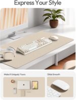 YSAGi Leather Desk Pad Protector, Large Mouse Pad, Non-Slip PU Leather Desk Blotter, Waterproof Writing Pad for Office and Home (31.5" x 15.8", Eggshell) - Image 3