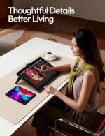 YSAGi Leather Desk Pad Protector, Large Mouse Pad, Non-Slip PU Leather Desk Blotter, Waterproof Writing Pad for Office and Home (31.5" x 15.8", Eggshell) - Image 4