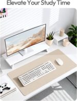 YSAGi Leather Desk Pad Protector, Large Mouse Pad, Non-Slip PU Leather Desk Blotter, Waterproof Writing Pad for Office and Home (31.5" x 15.8", Eggshell) - Image 7
