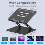 Adjustable Laptop Stand for Desk, Metal Foldable Laptop Riser Holder, Portable Desktop Book Stands, Ventilated Cooling Computer Notebook Stand Compatible with 10-15.6” Laptops - Image 6