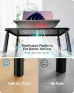 HUANUO Monitor Stand, Monitor Stand Riser 3 Height Adjustable, Monitor Riser with Airflow Vents, Laptop Stand for Desk, Laptop Riser, Desk Organizer for Monitor, Laptop, PC, Printer - Image 7