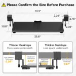 BONTEC KMT01 Under Desk Keyboard Tray, Pull-Out Keyboard & Mouse Platform with C-Clamp, 25.6 x 11.8 in Space-Saving Ergonomic Slide-Out Drawer, Black - Image 3