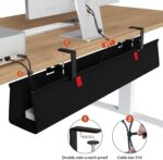Univivi No Drill Under Desk Cable Management Tray, 36" Cord Organizer for Table, Clamp/Screw Mount Desk Cable Management, Premium Fabric Cable Management Tray for Office, Home - Image 4