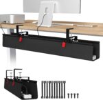 Univivi No Drill Under Desk Cable Management Tray, 36" Cord Organizer for Table, Clamp/Screw Mount Desk Cable Management, Premium Fabric Cable Management Tray for Office, Home - Image 5
