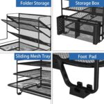 Simple Trending 7 Tier Desk File Organizer, Letter Tray Paper Organizer with Pen Holder and Metal Hanging Basket, Black - Image 4