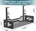 Under Desk Cable Management Tray No Drill, Metal Mesh Cable Management Under Desk with Clamp Mount, 2 Hole Cable Tray with Wire Management and Cord Organizer for Home Office Standing Desk - Image 8