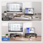 HUANUO Monitor Stand for Desk, Computer Monitor Stand Height Adjustable, Monitor Riser for 2 Monitors, Laptop Stand for Desk, 2 Pack, Black - Image 6