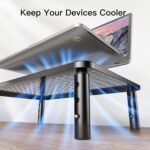 HUANUO Monitor Stand for Desk, Computer Monitor Stand Height Adjustable, Monitor Riser for 2 Monitors, Laptop Stand for Desk, 2 Pack, Black - Image 7