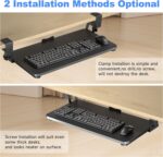XINLEI Keyboard Tray Under Desk Large C-Clamp 25.6” (30” Including Clamps) x 11.8” Slide-Out Platform Computer Drawer Pull Out Keyboard & Mouse Tray Black DSF4 - Image 4