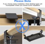XINLEI Keyboard Tray Under Desk Large C-Clamp 25.6” (30” Including Clamps) x 11.8” Slide-Out Platform Computer Drawer Pull Out Keyboard & Mouse Tray Black DSF4 - Image 6