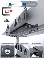 NODOCA No Drill Under Desk Cable Management Tray, 14'' Wire Management, Punch-Free Clamp on, Metal Cable Tray, Wire Organizer Under Desk, Under Desk Basket for Office and Home, Black - Image 4