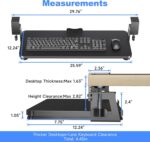 XINLEI Keyboard Tray Under Desk Large C-Clamp 25.6” (30” Including Clamps) x 11.8” Slide-Out Platform Computer Drawer Pull Out Keyboard & Mouse Tray Black DSF4 - Image 7