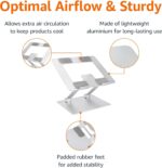 Amazon Basics Sturdy and Portable Ergonomic Laptop Stand for Desk, Height Adjustable Riser with Ventilated Cooling, Foldable, Fits all Laptops up to 15.6 Inch, Silver - Image 3