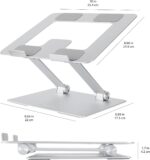 Amazon Basics Sturdy and Portable Ergonomic Laptop Stand for Desk, Height Adjustable Riser with Ventilated Cooling, Foldable, Fits all Laptops up to 15.6 Inch, Silver - Image 8