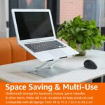 Amazon Basics Sturdy and Portable Ergonomic Laptop Stand for Desk, Height Adjustable Riser with Ventilated Cooling, Foldable, Fits all Laptops up to 15.6 Inch, Silver - Image 9