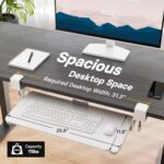 BONTEC KMT01 Under Desk Keyboard Tray, Pull-Out Keyboard & Mouse Platform with C-Clamp, 25.6 x 11.8 in Space-Saving Ergonomic Slide-Out Drawer, White - Image 6