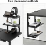 Spacrea Clamp on Desk Shelf, 2 Tier Office Desk Shelves Organizer, Wood Desktop Supplies Storage Rack, Desk Organizers and Accessories (Black) - Image 5