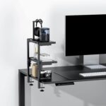 Spacrea Clamp on Desk Shelf, 2 Tier Office Desk Shelves Organizer, Wood Desktop Supplies Storage Rack, Desk Organizers and Accessories (Black) - Image 7