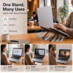 Laptop Stand with Magnetic Phone Holder, Portable Laptop Stand for Home Office Travel, Aluminum Foldable Computer Riser Compatible with MacBook iPhone All Phones - Image 3