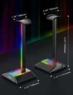 New Bee Headphone Stand with RGB Lighting, Sturdy Aluminum Gaming Headset Holder with USB-C & USB Charging Ports, Stable Desktop Earphone Stand for All Headphones Size, Black - Image 6