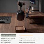 muso wood Walnut Headphone Stand, Wood Headset Stand with Storage Base, Headphones Holder for Gaming, Office, and Home Desk - Compatible with AirPods Max, Bose, Razer (Black) - Image 4