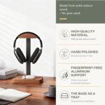 muso wood Walnut Headphone Stand, Wood Headset Stand with Storage Base, Headphones Holder for Gaming, Office, and Home Desk - Compatible with AirPods Max, Bose, Razer (Black) - Image 5