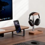 muso wood Walnut Headphone Stand, Wood Headset Stand with Storage Base, Headphones Holder for Gaming, Office, and Home Desk - Compatible with AirPods Max, Bose, Razer (Black) - Image 9