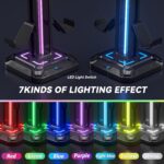 KDD RGB Headset Stand with 9 Light Modes - Controller Holder for Desk - Rotatable Headphone Stand & Detachable Controller Hook for PC Earphone Accessories(Black) - Image 4