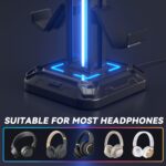 KDD RGB Headset Stand with 9 Light Modes - Controller Holder for Desk - Rotatable Headphone Stand & Detachable Controller Hook for PC Earphone Accessories(Black) - Image 6