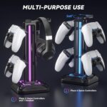 KDD RGB Headset Stand with 9 Light Modes - Controller Holder for Desk - Rotatable Headphone Stand & Detachable Controller Hook for PC Earphone Accessories(Black) - Image 7