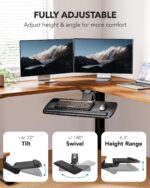 HUANUO Keyboard Tray Under Desk, 360 Adjustable Ergonomic Sliding Keyboard & Mouse Tray, Under Desk Keyboard Tray Slide Out, Keyboard Holder Under Desk for Typing in Home, Office Work, 25"W x 9.84"D - Image 5
