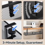 Cable Management, 25.3'' Under Desk Cable Management Tray No Drill, Metal Cable Organizer with Clamp for Wire Management, Cord Organizer for Home Office, Desk Accessories Organizer, Black - Image 7