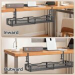 Cable Management, 25.3'' Under Desk Cable Management Tray No Drill, Metal Cable Organizer with Clamp for Wire Management, Cord Organizer for Home Office, Desk Accessories Organizer, Black - Image 8