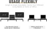 TAVR Monitor Stand Riser, Office Desktop Organizer Stand for 2 Monitors | Adjustable Length and Angle 3 Shelf, Extra Long Multifunctional Wooden Stand up to 43.3" fit Computer, Laptop, TV, Black - Image 5