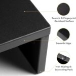 TAVR Monitor Stand Riser, Office Desktop Organizer Stand for 2 Monitors | Adjustable Length and Angle 3 Shelf, Extra Long Multifunctional Wooden Stand up to 43.3" fit Computer, Laptop, TV, Black - Image 7