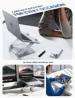 Lamicall Adjustable Laptop Stand, Portable Laptop Riser, Aluminum Laptop Stand for Desk Foldable, Ergonomic Computer Notebook Holder for MacBook Air Pro HP, Office Desk Accessories (10-17.3'')- Silver - Image 6