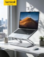 Lamicall Adjustable Laptop Stand, Portable Laptop Riser, Aluminum Laptop Stand for Desk Foldable, Ergonomic Computer Notebook Holder for MacBook Air Pro HP, Office Desk Accessories (10-17.3'')- Silver - Image 8