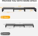 TAVR Monitor Stand Riser, Office Desktop Organizer Stand for 2 Monitors | Adjustable Length and Angle 3 Shelf, Extra Long Multifunctional Wooden Stand up to 43.3" fit Computer, Laptop, TV, Black - Image 9