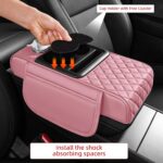 5 in 1 Nappa Leather Console Armrest Cover, Pink | Built-in cup holder, tissue slot, phone holder & 2 storage pockets, practical car accessories fit SUV sedan truck - Image 8