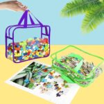 6 Packs Large Toy Storage Bags with Labels, Reusable Clear PVC Board Game Storage, Travel Waterproof Organizer Bags with Zipper for Building Blocks, Puzzle, Kids Books（6 Colors） - Image 5